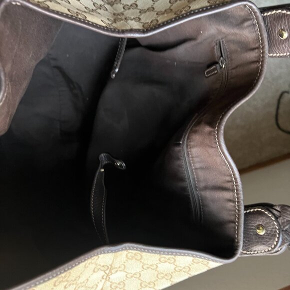 Gucci GG Monogram Pelham Handbag Horse Bit Canvas Braided Leather handles - Picture 4 of 9